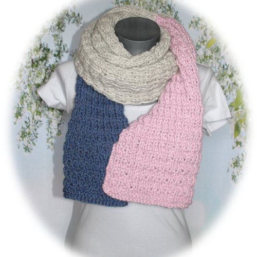 Écharpe 3 couleurs en pure laine & alpaga