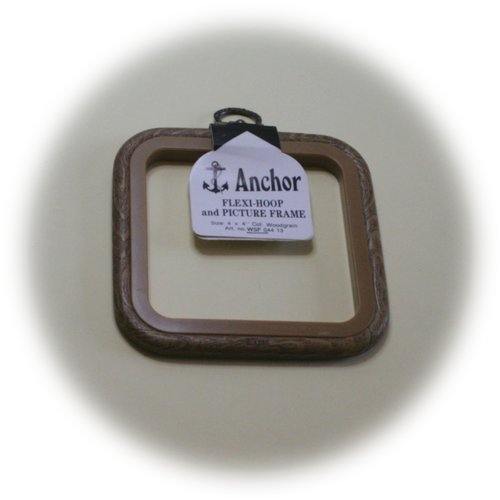 Cadre tambour carré anchor en plastique imitation bois & marron