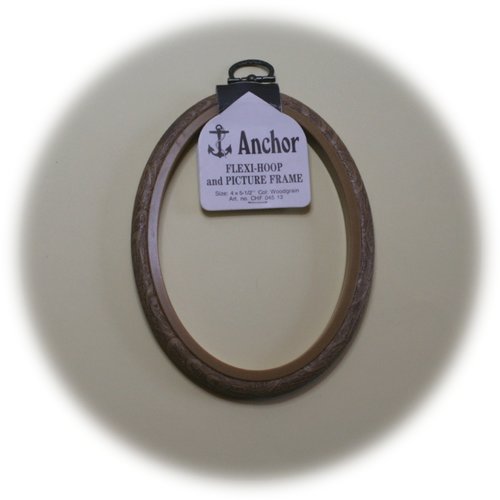 Cadre tambour ovale anchor en plastique imitation bois & marron