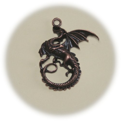 Breloque dragon en métal bronze
