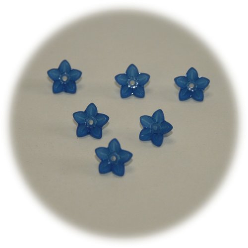 Lot de 6 perles bleu foncé en acrylique en forme de fleur