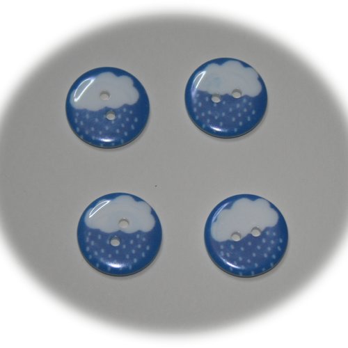 Lot de 4 boutons acrylique nuage & pluie