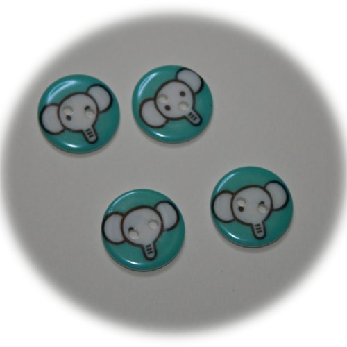 Lot de 4 boutons acrylique éléphant blanc