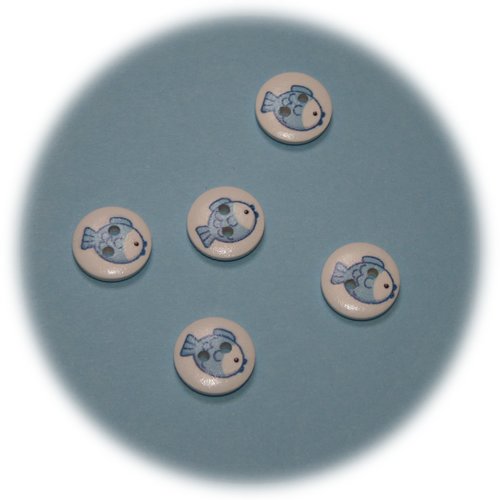 Lot de 5 boutons acrylique poisson