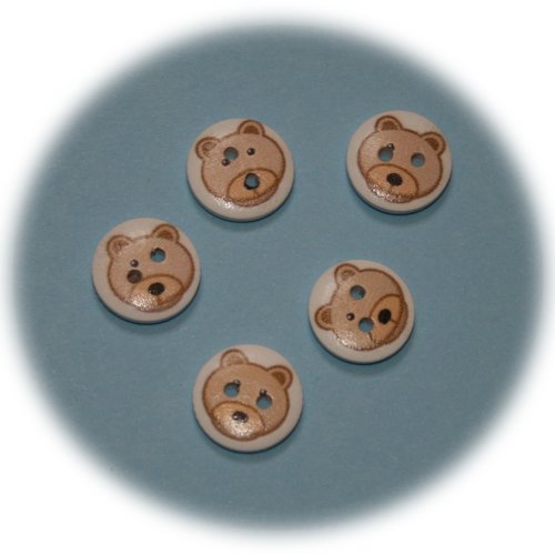 Lot de 5 boutons acrylique ours