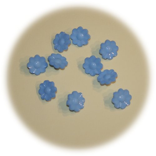 Lot de 10 boutons acrylique en forme de fleurs bleus