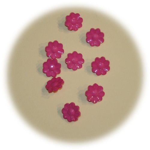 Lot de 10 boutons acrylique en forme de fleurs roses