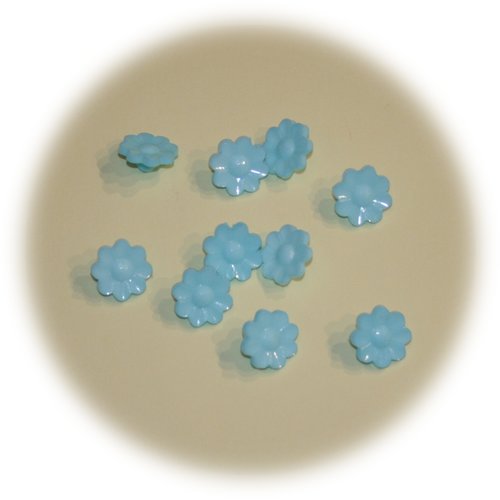 Lot de 10 boutons acrylique en forme de fleurs bleu ciel