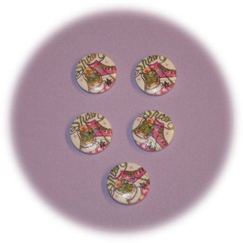 Lot de 5 boutons acrylique baskets roses & lacets verts