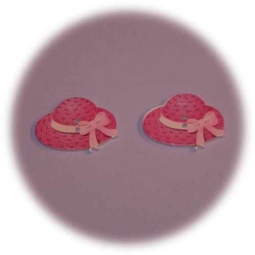 Lot de 2 boutons deux trous en forme de chapeau rose
