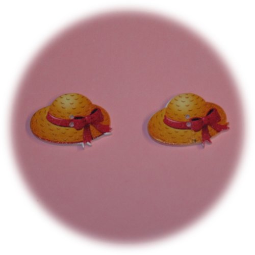 Lot de 2 boutons deux trous en forme de chapeau orange