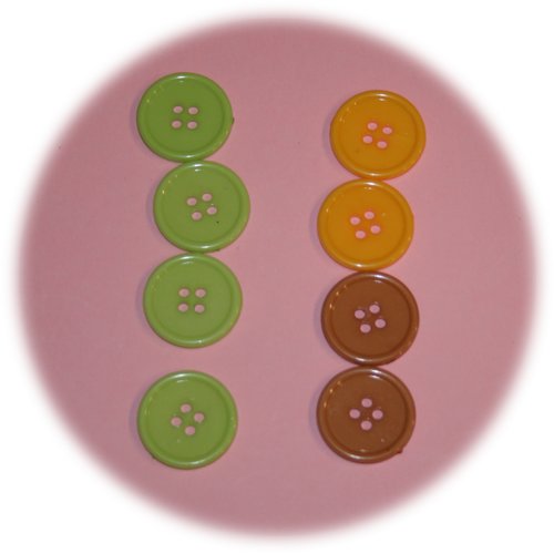 Lot de 8 boutons ronds couleurs pastel en plastique