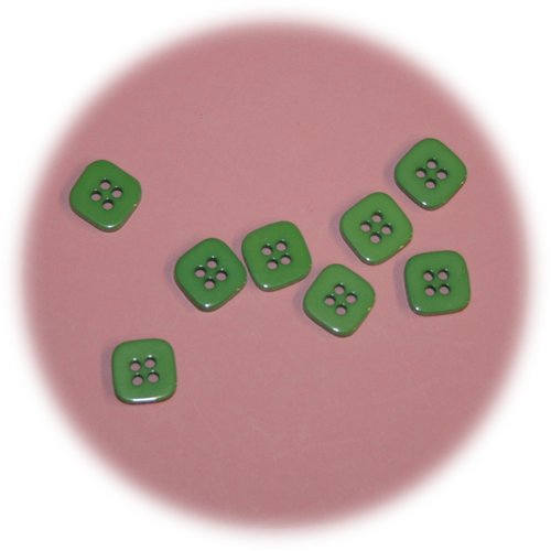 Lot de 8 boutons carrés verts en plastique