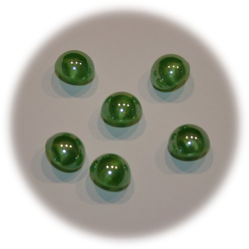 Lot de 6 boutons dômes verts nacrés