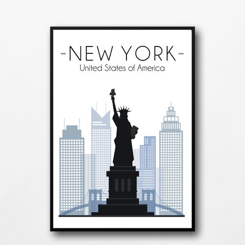 Affiche A Imprimer New York Statue De La Liberte Decoration Murale Fichier Numerique Un Grand Marche