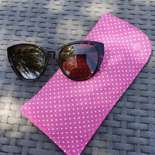 Etui à lunettes fuchsia à pois - molletonné