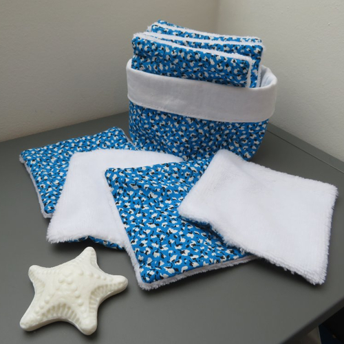 Lingettes démaquillantes - lingettes bébé - nettoyage et soin de la peau - lavables et réutilisables - coloris bleu