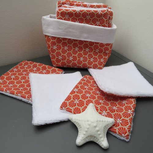 Lingettes démaquillantes - lingettes bébé - nettoyage et soin de la peau - lavables et réutilisables - coloris orange