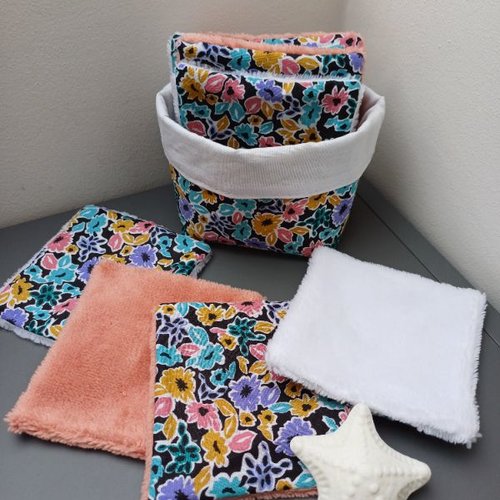 Lingettes démaquillantes - lingettes bébé - nettoyage et soin de la peau - lavables et réutilisables - motif fleuri