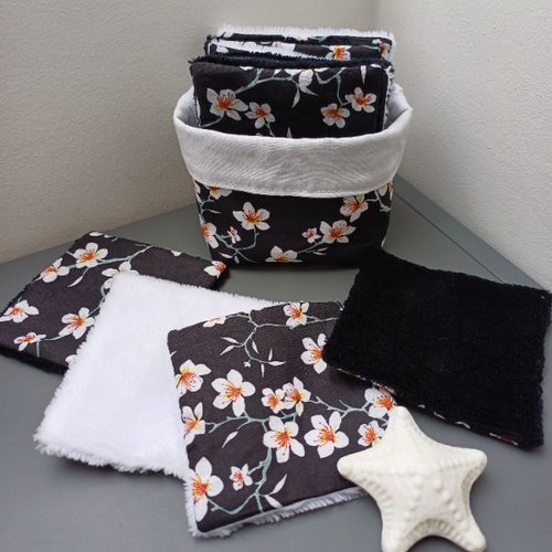 Lingettes démaquillantes - lingettes bébé - nettoyage et soin de la peau - lavables et réutilisables - coloris noir