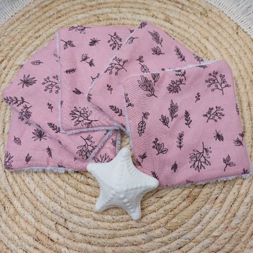 Lingettes démaquillantes - lingettes bébé - nettoyage et soin de la peau - lavables et réutilisables - coloris rose