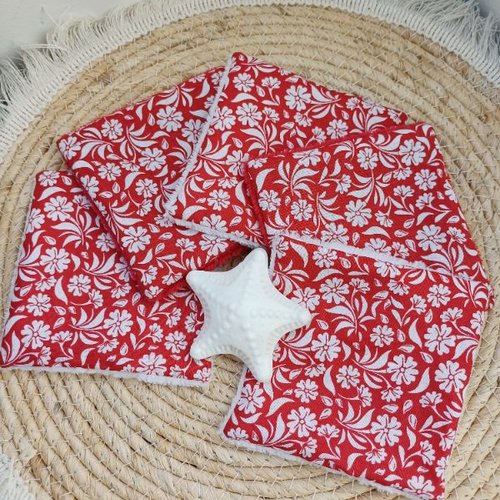 Lingettes démaquillantes - lingettes bébé - nettoyage et soin de la peau - lavables et réutilisables - coloris rouge et blanc