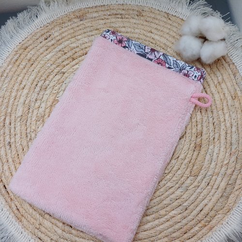 Gant de toilette démaquillant – eponge bambou – coloris rose clair
