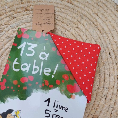 Marque page livre coin – rouge à pois blancs