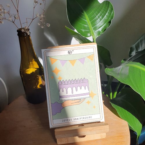 Carte anniversaire - gâteau violet
