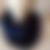 Snood écharpe tube tissu multi matières frangé bleu électrique douillette noire