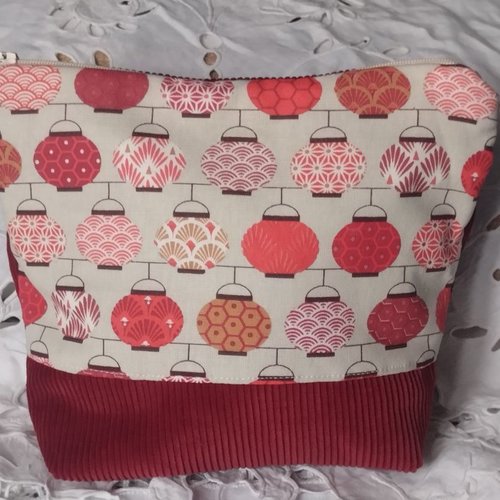 Trousse pochette velours "les lampions" doublée zip