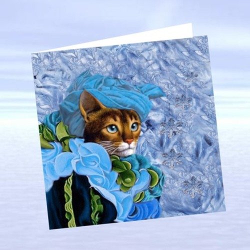 Carte De Voeux Chat Carte D Art Chat Ma Petite Princesse Venitienne En Bleu Un Grand Marche