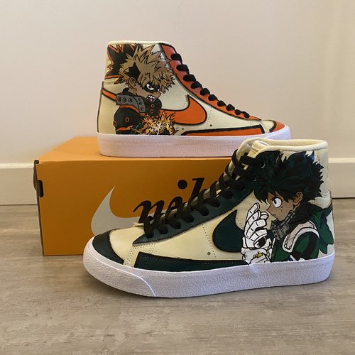 Sneakers nike blazer x my hero academia - midoriya & bakugo