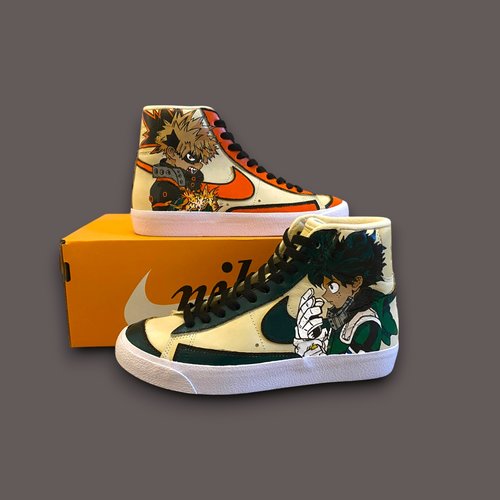 Sneakers nike blazer x my hero academia - midoriya & bakugo