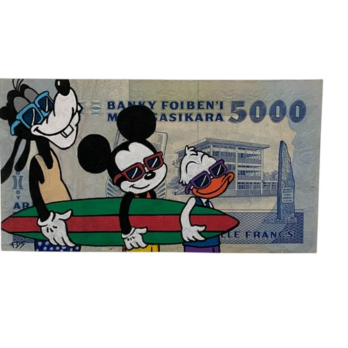Billet de 5000 francs de madagascar x mickey et ses amis