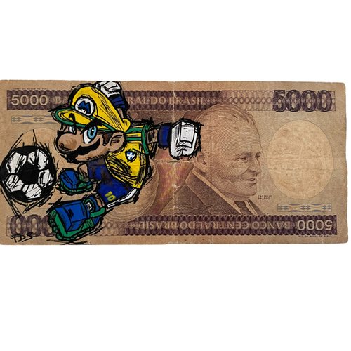 Billet de 5000 cruzeiros du bresil x mario football nintendo