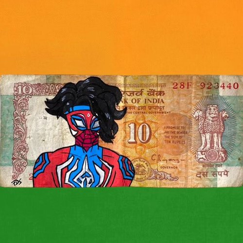 Billet de 10 rupees d’inde x  spider-man india marvel