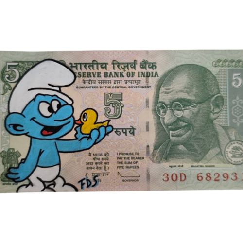 Billet de 5 rupees d’inde x schtroumph