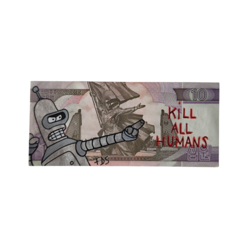 Billet de 10 won de corée du nord x bender futurama