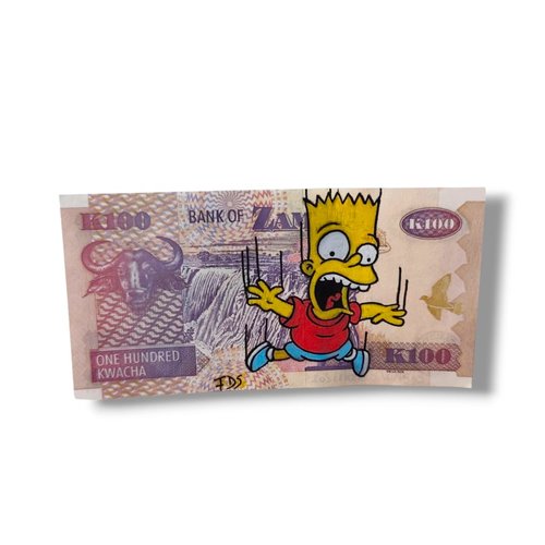 Billet de 100 kwacha de zambie x bart simpson