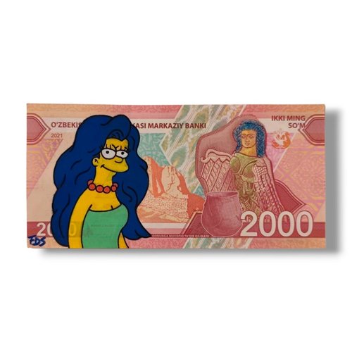 Billet de 2000 sum d'ouzbekistan x marge simpson