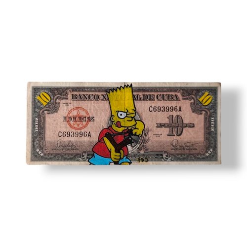 Billet de 10 pesos de cuba x bart simpson