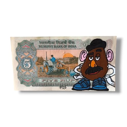 Billet de 5 rupees d'inde x monsieur patate