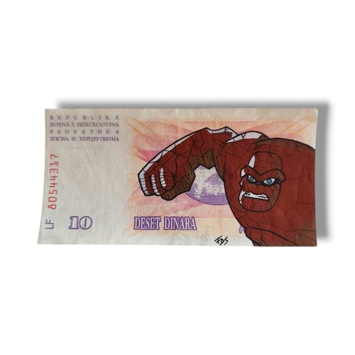 Billet redessiné "la chose – 4 fantastiques" – 10 dinars façon pop art