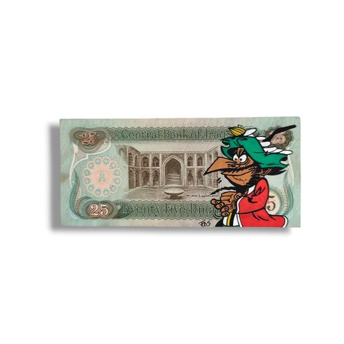 Billet irak 25 dinars customisé – œuvre pop culture iznogoud – pièce unique artisanale
