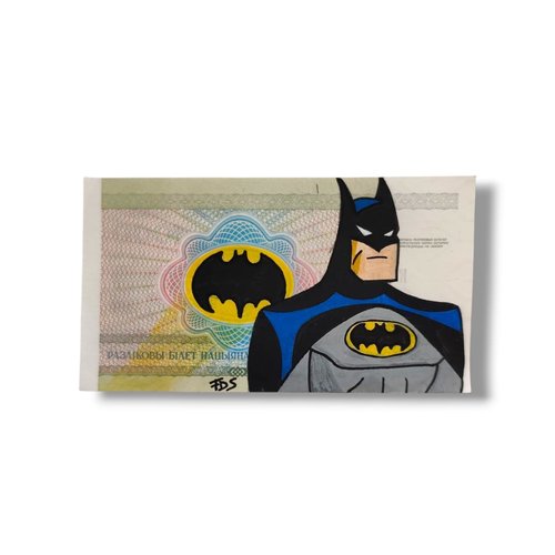 Billet de biélorussie peint à la main – batman – œuvre pop culture unique