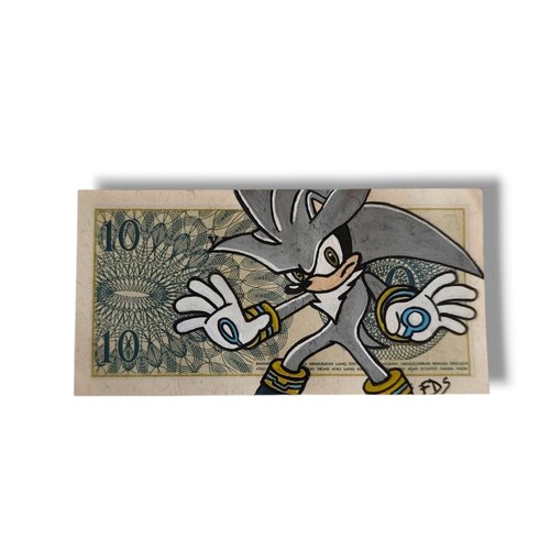 Œuvre originale sur billet ancien – silver de sonic peint à la main – art unique signé