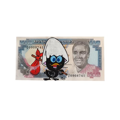Œuvre d’art sur billet – calimero peint sur 10 kwacha de zambie