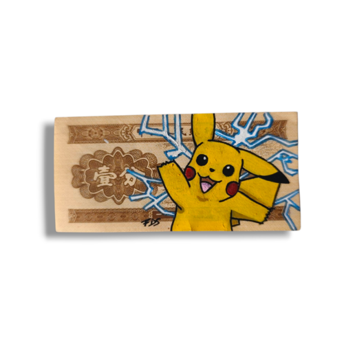 Billet chinois customisé pikachu  – peinture pop faite main