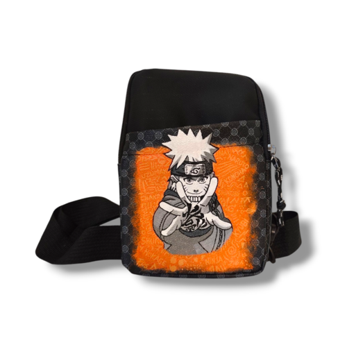 Sac bandoulière manga peint à la main – naruto – création artisanale unique